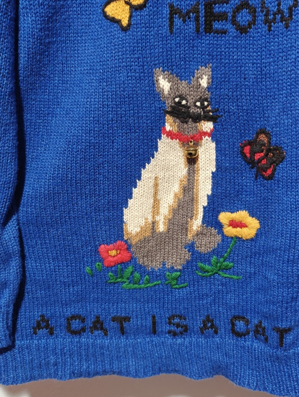 Rare Cat Knit Sweater Large Grandma 3D Cats The Quacker Factory Heavy - Picture 3 of 9